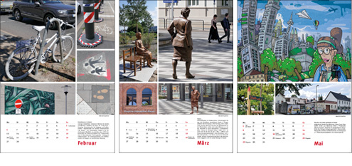 Kassel-Kalender 2021, Kassel Ansichten: 
                      3 Monatsblätter u.a. mit Motiven zum Thema Verkehr, Erinnerungen an bedeutende Frauen und Streetart und urban gardening in Kassel